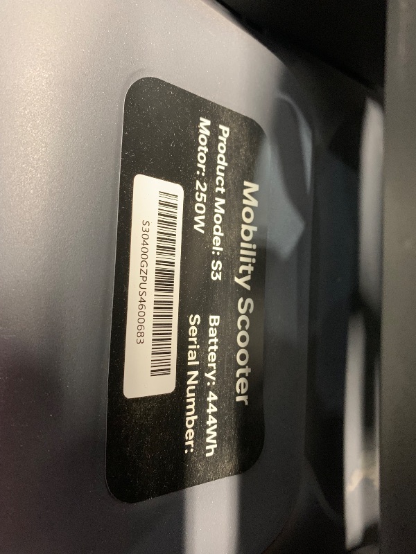 Photo 1 of ***USED - NO CHARGER - DOESN'T POWER ON - UNABLE TO TROUBLESHOOT - SEE PICTURES***
Paiseec S3 Foldable Mobility Scooter for Adults, Seniors - 25 Miles Range, 6 mph, Lightweight Mobility Scooter for Travel, Improved Safety, Large Wheels for Outdoor, LED He