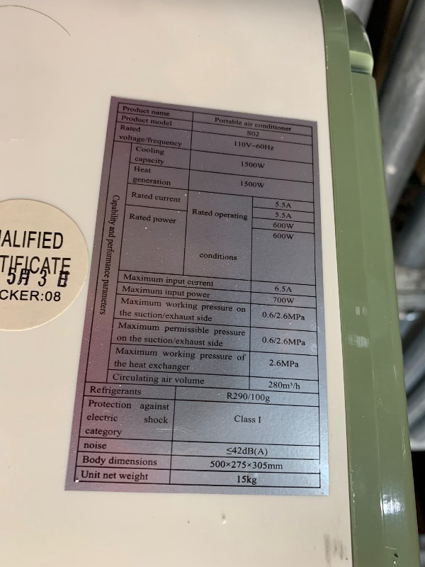 Photo 1 of (Damaged)(sold for parts only)(please see all images) Coplax Portable Mini Air Conditioner, Consumption Air Conditioners Dehumidifier, 5100BTU AC Portable Air Conditioner Fast Cooling 600W Power for Camping Tent, RV, Truck, Van and Fishing