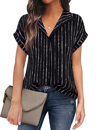 Photo 1 of (See all images) BTFBM Womens Button Down Shirts Striped Shirt Long Sleeve Casual Collared Office Work Loose small