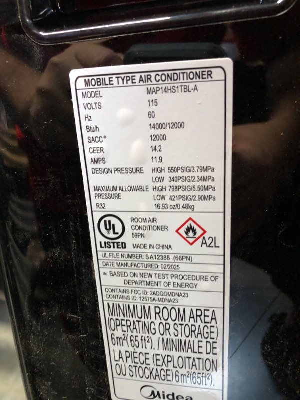 Photo 1 of ***DAMAGED - SEE PICTURES - POWERS ON - UNABLE TO TEST FURTHER - NO PACKAGING - LIKELY MISSING PARTS***
Midea Duo 14,000 BTU (12,000 BTU SACC) High Efficiency Inverter Ultra Quiet Portable Air Conditioner, with Heat up to 550 Sq. Ft., Works with Alexa/Goo