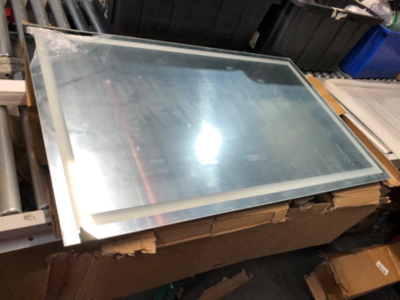 Photo 1 of ***DAMAGED - BOTTOM OF MIRROR DOESN'T WORK - SEE PICTURES***
48X30 LED Bathroom Mirror with Lights, Anti-Fog, Backlit + Front Lit, Lighted Bathroom Vanity Mirror for Wall, Memory Function, Dimmable, Tempered Glass, Shatter-Proof, ETL Listed