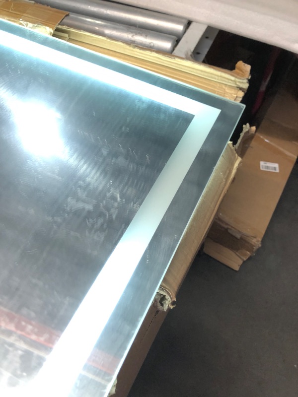 Photo 1 of ***DAMAGED - BOTTOM OF MIRROR DOESN'T WORK - SEE PICTURES***
48X30 LED Bathroom Mirror with Lights, Anti-Fog, Backlit + Front Lit, Lighted Bathroom Vanity Mirror for Wall, Memory Function, Dimmable, Tempered Glass, Shatter-Proof, ETL Listed
