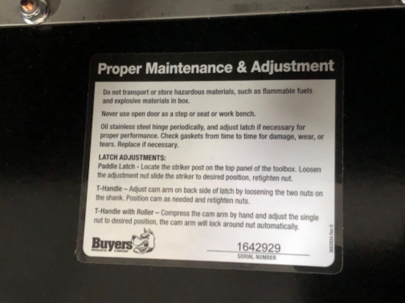 Photo 1 of ***MAJOR DAMAGE - COVERED IN DENTS - SEE PICTURES - NO PACKAGING***
Buyers Products 1702115 Steel Underbody Truck Box with Lockable Paddle Latch, 18x 18x 60 Inch, for Work/ Utility Truck, Heavy Duty Truck Bed Box, Made in the USA, Black