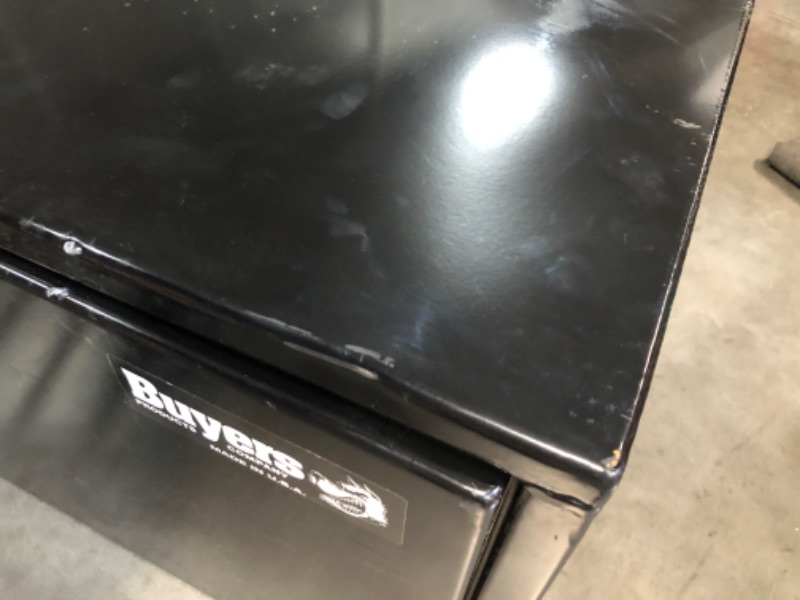 Photo 1 of ***MAJOR DAMAGE - COVERED IN DENTS - SEE PICTURES - NO PACKAGING***
Buyers Products 1702115 Steel Underbody Truck Box with Lockable Paddle Latch, 18x 18x 60 Inch, for Work/ Utility Truck, Heavy Duty Truck Bed Box, Made in the USA, Black