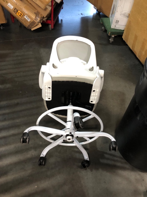 Photo 1 of ***DAMAGED - TORN - NO PACKAGING - SEE PICTURES***
Primy Ergonomic Drafting Chair with Flip-up Armrests Tall Office Chair for Standing Desk Comfortable Desk Chair with Adjustable Footrest Ring and Lumbar Support in Gray Perfect for Home and Office Use