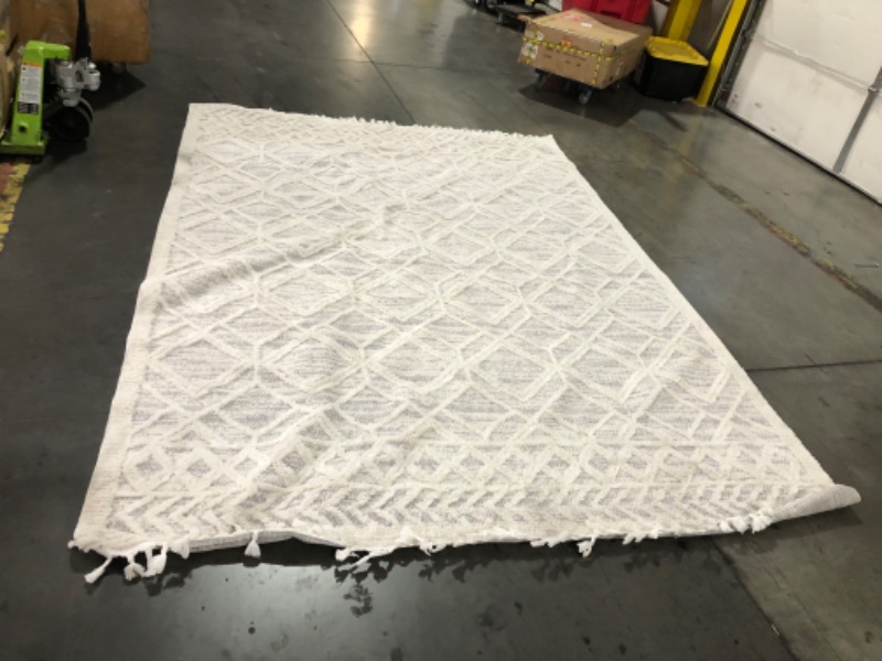 Photo 1 of ***HEAVILY USED - OIL STAINS - SEE PICTURES - NO PACKAGING***
Well Woven Illana Cream | Tribal Ethnic High-Lo Textured | Diamond Pattern Area Rug (5'3" x 7'3")