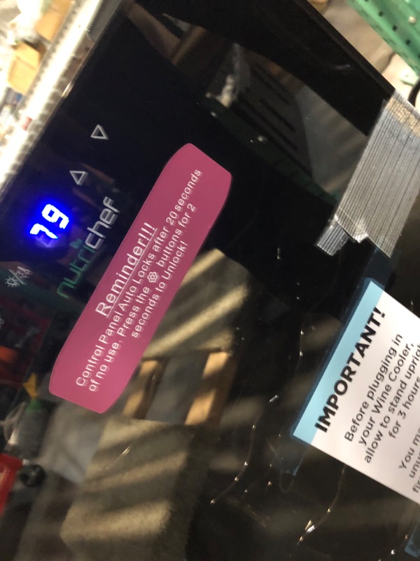 Photo 1 of ***MAJOR DAMAGE - SEE PICTURES***
NutriChef Compressor Refrigerator White & Red Chiller Countertop Cooler-Freestanding Compact Mini Wine 15 Bottle Capacity, Digital, Glass Door, Black, Quiet Operation Fridge Touch Temperature Control