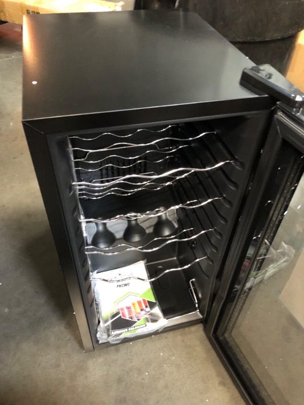 Photo 1 of ***MAJOR DAMAGE - SEE PICTURES***
NutriChef Compressor Refrigerator White & Red Chiller Countertop Cooler-Freestanding Compact Mini Wine 15 Bottle Capacity, Digital, Glass Door, Black, Quiet Operation Fridge Touch Temperature Control