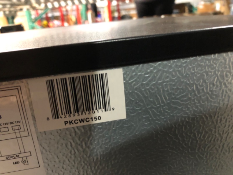 Photo 1 of ***MAJOR DAMAGE - SEE PICTURES***
NutriChef Compressor Refrigerator White & Red Chiller Countertop Cooler-Freestanding Compact Mini Wine 15 Bottle Capacity, Digital, Glass Door, Black, Quiet Operation Fridge Touch Temperature Control