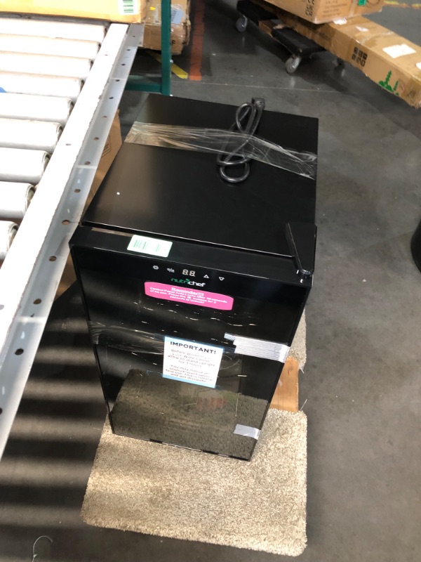 Photo 1 of ***MAJOR DAMAGE - SEE PICTURES***
NutriChef Compressor Refrigerator White & Red Chiller Countertop Cooler-Freestanding Compact Mini Wine 15 Bottle Capacity, Digital, Glass Door, Black, Quiet Operation Fridge Touch Temperature Control