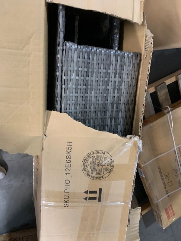 Photo 1 of ***********PARTIAL SET, ONLY INCLUDES BOX 1 of 3*******************

GarveeLife 5 Pieces Patio Furniture Set, 7-Seater Rattan Wicker Patio Conversation Sets with Coffee Table, Outdoor Sectional Patio Sofa Set, Grey Rattan and Grey Cushions