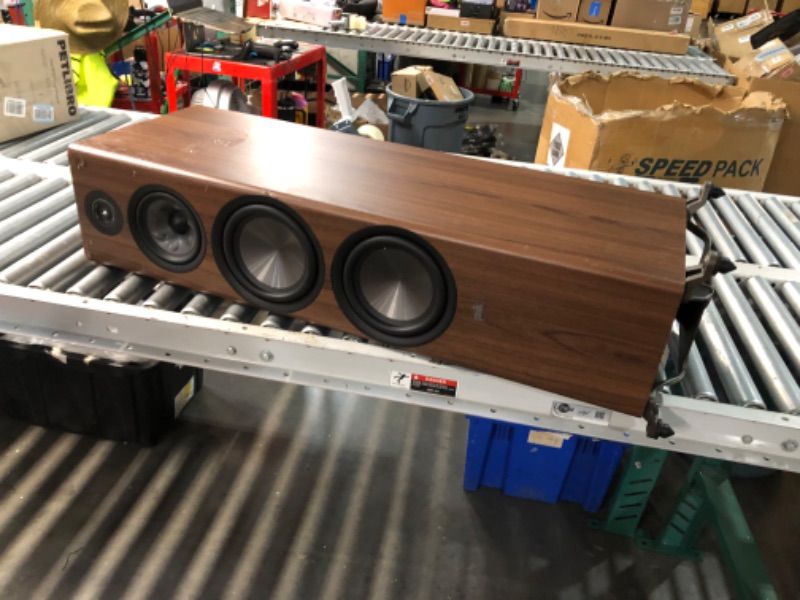 Photo 1 of **MAJOR DAMAGE - NOT FUNCTIONAL - SEE COMMENTS*** Polk Audio Reserve Series R700 Tower Speaker, 1" Tweeter, a 6.5" Woofers & Dual 8" Long-Throw Drivers, Hi-Res Certified, Dolby Atmos & IMAX Enhanced for Dynamic Home Theater Audio, Walnut Brown