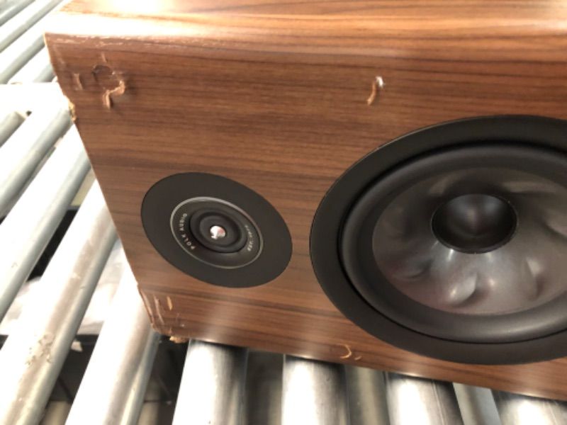 Photo 1 of **MAJOR DAMAGE - NOT FUNCTIONAL - SEE COMMENTS*** Polk Audio Reserve Series R700 Tower Speaker, 1" Tweeter, a 6.5" Woofers & Dual 8" Long-Throw Drivers, Hi-Res Certified, Dolby Atmos & IMAX Enhanced for Dynamic Home Theater Audio, Walnut Brown