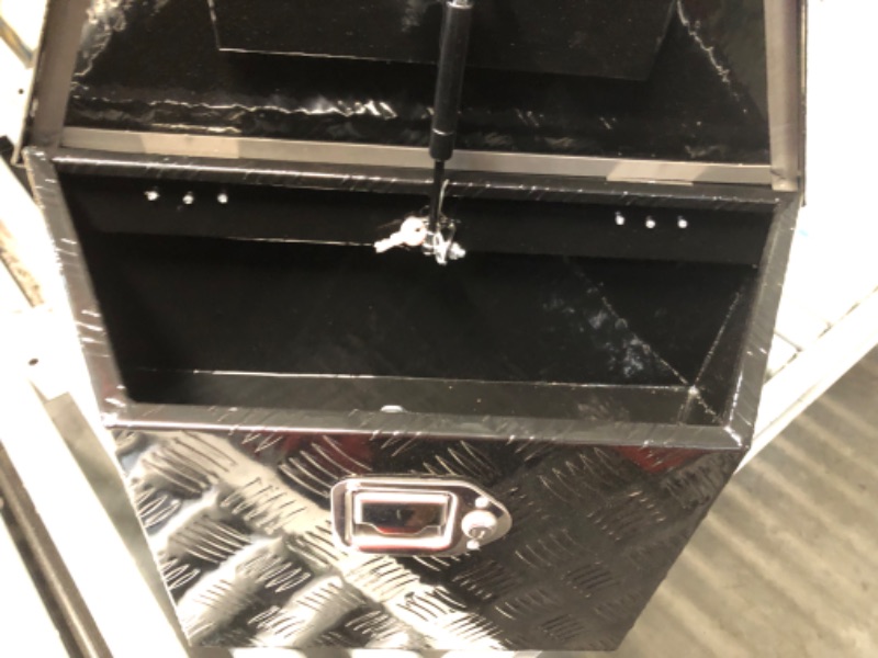 Photo 1 of ***DAMAGED - TOP SCRATCHED***
TBAPFS 26 Inch Aluminum Trailer Tongue Tool Box 5 Bar Tread Wide Utility ToolBox for Pick Up Truck RV Storage Organizer Tool Box with Lock and Keys - 26"X13.3"X12" Black
