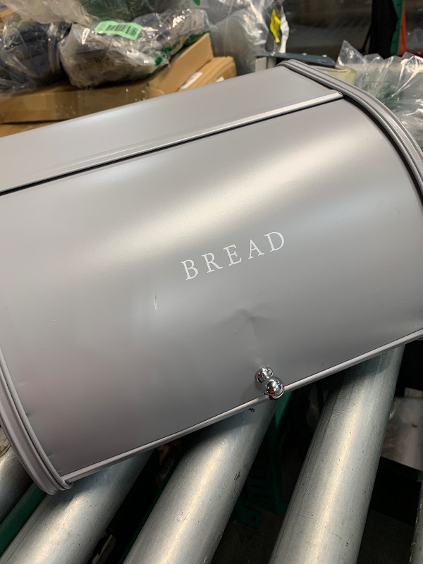 Photo 1 of (see all images) FINESSY Modern Metal Bread Box for Kitchen Countertop, Farmhouse Homemade Loaf Bread Storage Bin Holder for Kitchen 