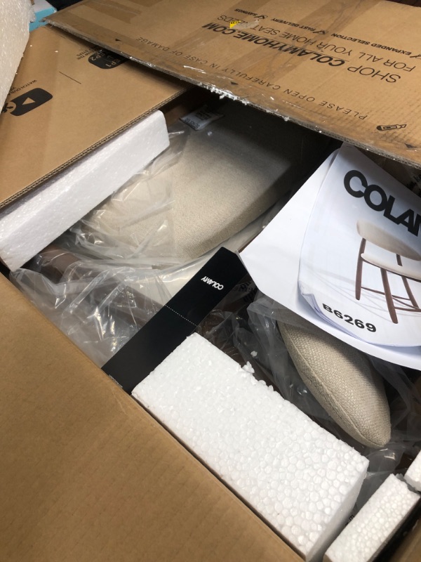 Photo 1 of 
COLAMY Counter Height Bar Stools Set of 1, Kitchen Bar Stools with Back, Mid Century Modern Upholstered, with Wood Legs for Kitchen Island Dining Room, Camel