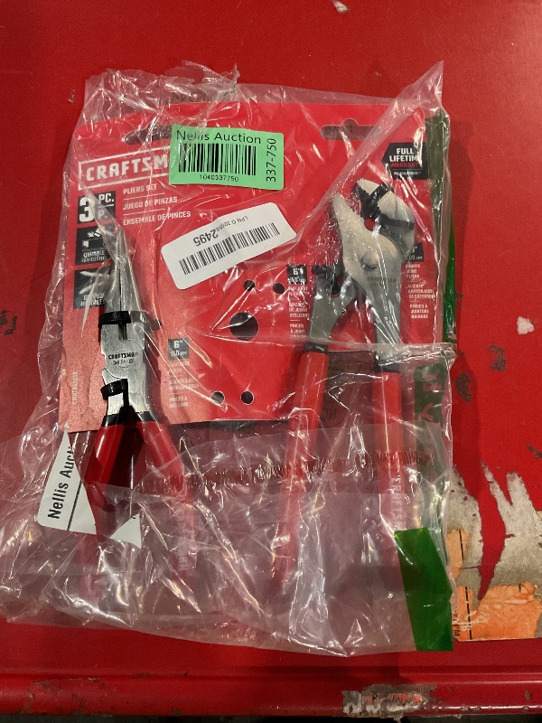 Photo 1 of (Missing 1)CRAFTSMAN Pliers Set, 3 Piece Set, 6 Inch Long Nose, 6 Inch Slip Joint, 8 Inch Groove Joint (CMHT84103R)