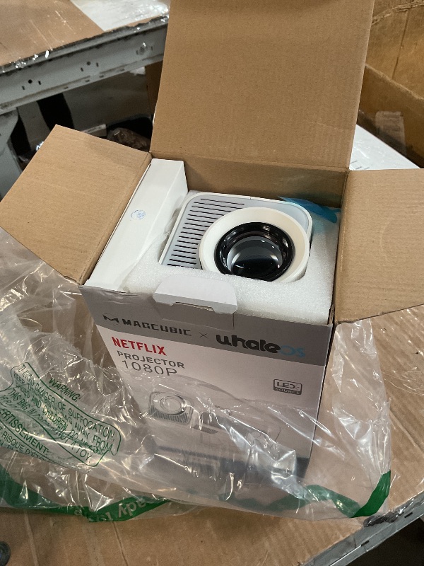 Photo 1 of [Netflix-Licensed] Magcubic Mini Projector with Wifi and Bluetooth, Portable Smart 1080P Projector with 4K Support, Auto Keystone, Voice Control, Built-in Apps HY320 NTV (White)