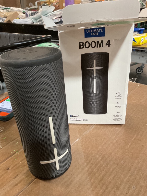 Photo 1 of Ultimate Ears Boom 4 Portable Waterproof Bluetooth Speaker with 360-Degree, Bold, Immersive, Crystal-Clear Sound, Floating Speaker with 15-Hour Battery and 147ft (45m) Range - Black