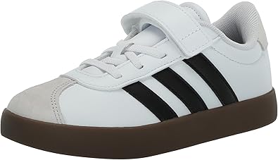 Photo 1 of **DIRTY** adidas Unisex-Child Vl Court 3.0 Elastic Lace & Strap Sneaker WHITE/BLACK/GREY 13K
