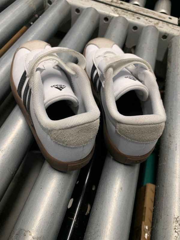 Photo 1 of **DIRTY** adidas Unisex-Child Vl Court 3.0 Elastic Lace & Strap Sneaker WHITE/BLACK/GREY 13K