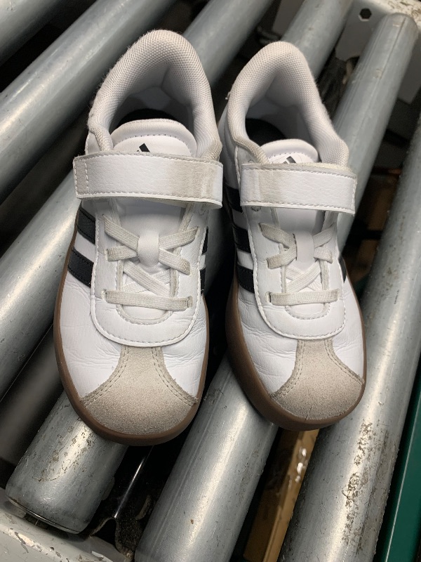 Photo 1 of **DIRTY** adidas Unisex-Child Vl Court 3.0 Elastic Lace & Strap Sneaker WHITE/BLACK/GREY 13K