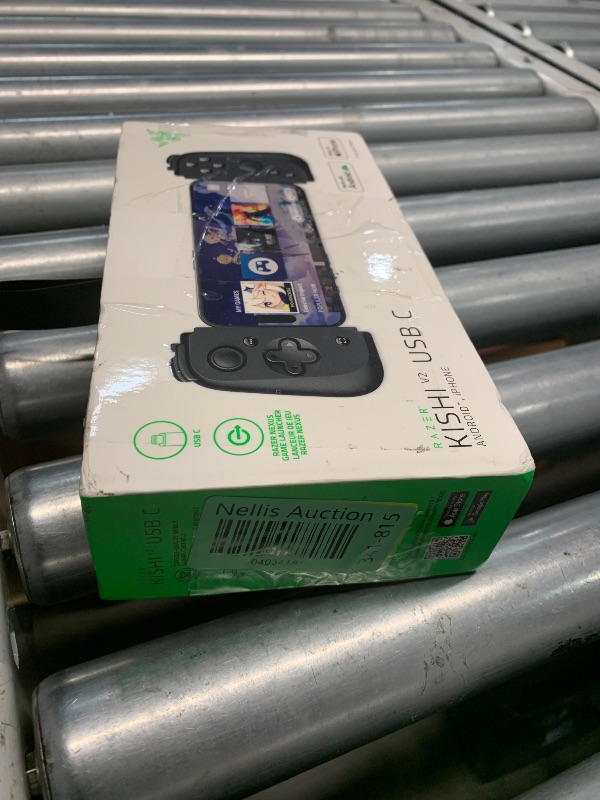 Photo 1 of ***DAMAGED - SEE NOTES/PICTURES*** **NOT IN ORIGINAL PACKAGING** Razer Kishi Mobile Game Controller/Gamepad for iPhone iOS: Works with most iPhones – X, 11, 12, 13, 13 Max - Apple Arcade, Amazon Luna, Google Stadia - Lightning Port Passthrough - MFi Certi