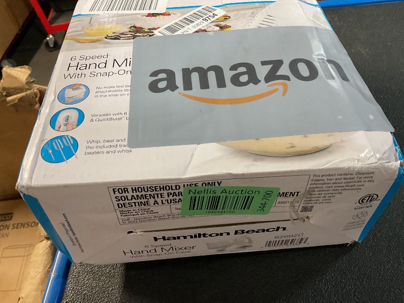 Photo 1 of **Missing parts ***Missing Whisk **
Hamilton Beach 6-Speed Electric Hand Mixer with Whisk, Traditional Beaters, Snap-On Storage Case, 250 Watts, White