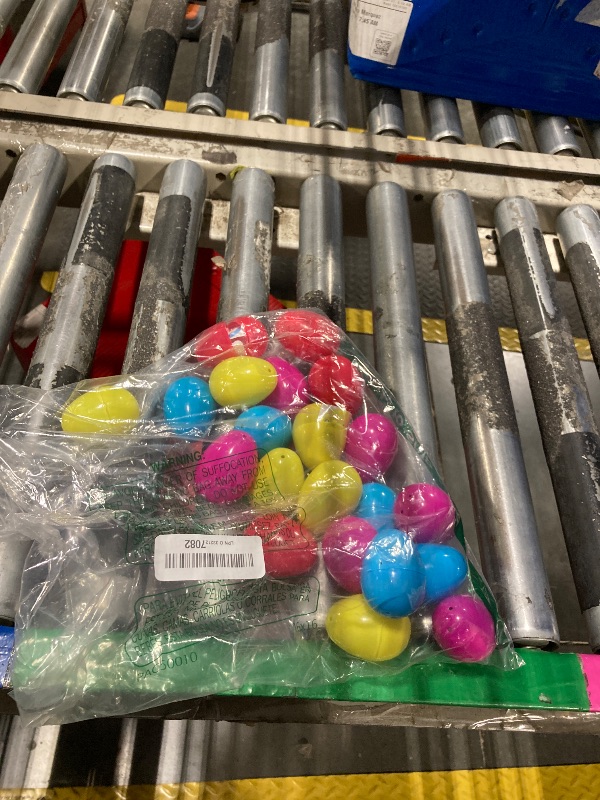 Photo 1 of **not full 100 eggs**Giraffe 100 Pack Premium Prefilled Easter Eggs - Toy Filled Bulk Plastic Eggs for Kids with Slap Bracelets, Stickers, Light Up Rings - Perfect for Easter Egg Hunts - Bulk Prefilled Easter Eggs Toys!