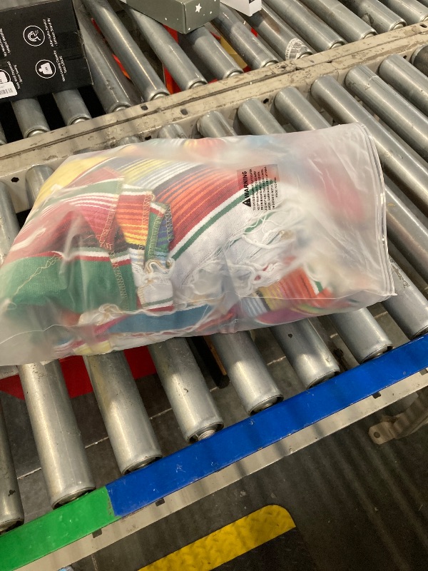 Photo 1 of 12 Pack Mexican Table Runners 14” x 84” Rainbow Colors Large Boho Mexican Theme Party Decoration for Cinco de Mayo Fiesta Party 6 Serape Table Runner (14” x 84”-12Pcs)
