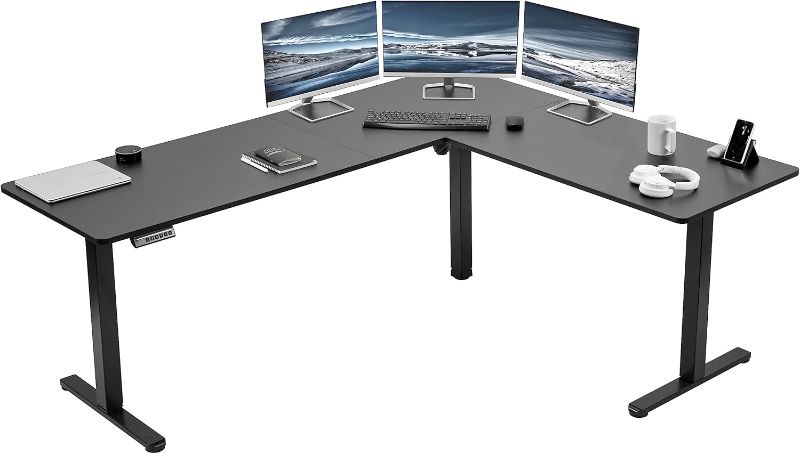 Photo 1 of **frame only**VIVO Electric Corner L-Shaped 75 x 63 in Standing Desk, Memory Height Adjustment, Black Top Black Frame