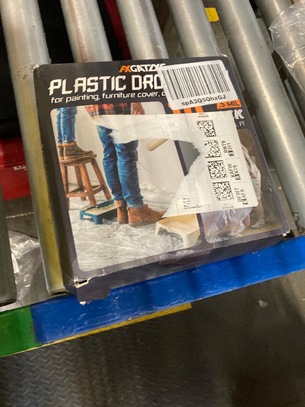 Photo 1 of 12 x 9 Ft Plastic Drop Cloths (10-Pack) - Disposable Painter's Sheeting & Tarps for Painting, Waterproof Furniture/Couch/Floor Protection