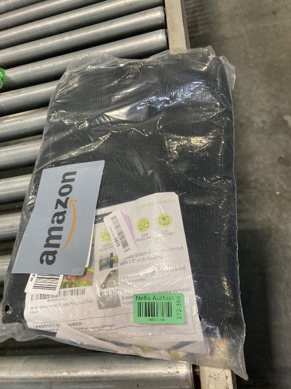 Photo 1 of [WindscreenSupplyCo] 60-70% 8 FT X 10 FT Mesh Tarp/Shade Cloth 9-Needle Knitted Heavy Duty Black with Grommets for Green House, Garden, pergola, Pools, Dump Truck - MT0810BLKX1