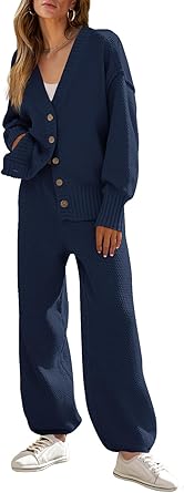 Photo 1 of **brown**
MEROKEETY Women's 2023 Cardi Sets Long Sleeve V Neck Button Knitted Cardigan Tops and Pants Loungewear, Coffee, S