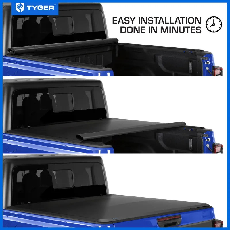 Photo 1 of Tyger Auto T1 Soft Roll-up Truck Bed Tonneau Cover Compatible with 2020-2025 Jeep Gladiator JT | 5' (60") Bed | TG-BC1J9060