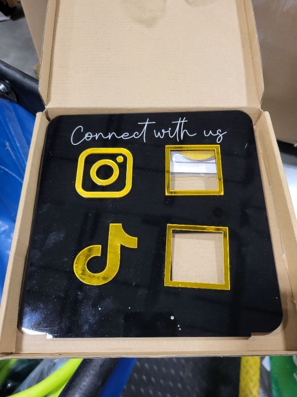 Photo 1 of Skywin-QR Code Sign for Business, Social Media Cash App QR Code Sign Stand, Elegant Custom QR Code Sign, Display Holder for Home and Office Desk Decor, Payment Acrylic Sign Holders Stand (Black)
