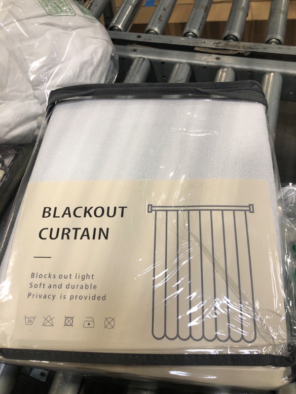 Photo 1 of 100% Blackout Shield Linen Blackout Curtains for Bedroom 96 Inches Long, Back Tab/Rod Pocket Living Room Drapes, Thermal Insulated Blackout Curtains 2 Panels Set, 50" W x 96" L, Bright White