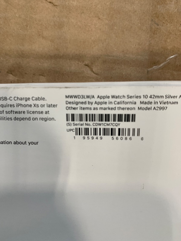 Photo 1 of Apple Watch Series 10 [GPS 42mm case] Smartwatch with Silver Aluminium Case with Blue Cloud Sport Loop. Fitness Tracker, ECG App, Always-On Retina Display, Carbon Neutral****incomplete watch strap