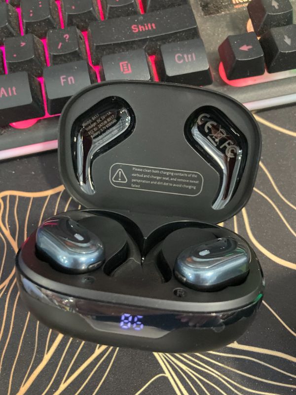 Photo 1 of Bcaikair Wireless Earbuds, Sports Bluetooth Headphones, Ear Buds with 80hr Playtime, Noise Canceling, LED Power Display, IPX7 Waterproof Earphones for Workout/Running Black