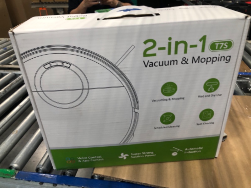Photo 1 of Robot Vacuum and Mop Combo, Vacuuming & Mopping 2 in 1 Robotic Vacuum Cleaner with Wi-Fi/App/Remote, Schedule, 2000Pa Max Suction, Self-Charging, Slim, Ideal for Hard Floor, Low-Pile Carpet, Pet Hair