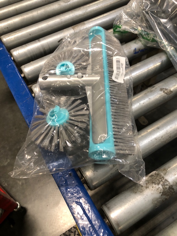 Photo 1 of Swimming Pool Brush Head with Round Ends?17.5" Heavy Duty Aluminum Back Head for Cleans Walls, Tiles & Floors, 7 Rows Premium Nylon Bristles with EZ Clips (Blue Grey)