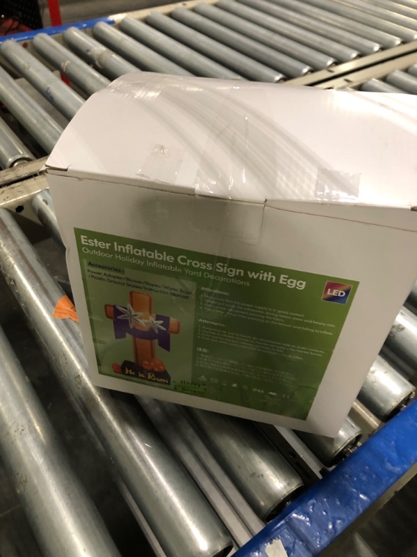 Photo 1 of MICOCAH 8FT Easter Inflatables Outdoor Decorations He is Risen Inflatable Cross with Lilies and Easter Eggs Blow Up with LED Lights for Indoor Yard Garden Lawn Party Holiday Christian