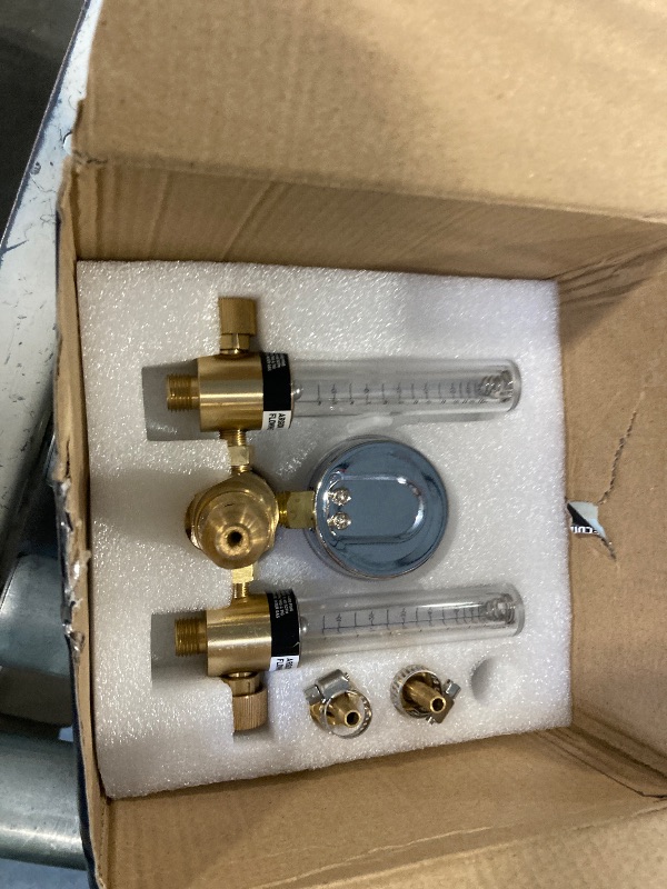 Photo 1 of RX WELD Dual Output Argon Regulator Flow Meter Mig Tig 0-60CFH CGA580 Inlet 5/"8 UNF-18RH Outlet