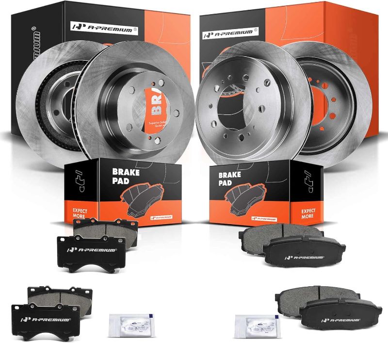 Photo 1 of ***missing pads- partial set***
A-Premium Front & Rear Vented Disc Brake Rotors + Ceramic Pads Kit Compatible with Select Lexus and Toyota Models - LX570 2016-2020, Land Cruiser 2016-2021, Sequoia 2008-2121, Tundra 2007-2021, 12-PC