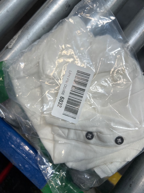 Photo 1 of Tankaneo Women Deep V Neck Low Cut Tops Casual Ribbed Knit Henley T-Shirts Summer Short Sleeve Tees White