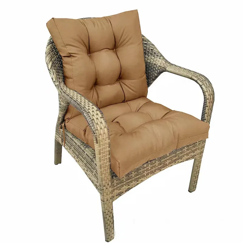 Photo 1 of Topchances 42"x21" Light Brown Tufted Chair Outdoor Seating Cushion, Water Repellent
