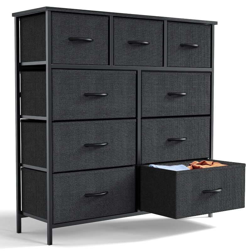 Photo 1 of ***Parts only***Yangming 9 Drawer Fabric Dresser for Bedroom, Chest of Drawer Organizer Storage Cabinet for Closet, Entryway, Black
