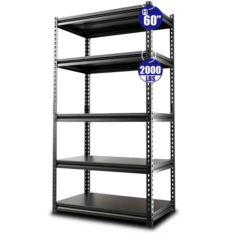 Photo 1 of HXEternal 60" H Ultra High Strength Steel Heavy-Duty 5-Tier Adjustable Metal Storage Shelves, 28" L x 12" W x 60" H, 2000 LBS Capacity
