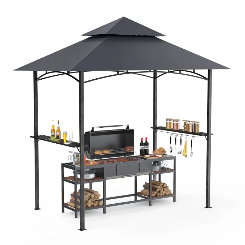 Photo 1 of ***HAS DAMAGED PARTS***GVDV 8'x 5' Grill Gazebo Canopy, Outdoor BBQ Gazebo Shelter with 2 Side Shelves & Double-Tiered Top
