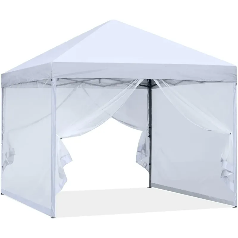 Photo 1 of ABCCANOPY 8 ft x 8 ft Easy Pop up Outdoor Canopy Tent With Netting, White
